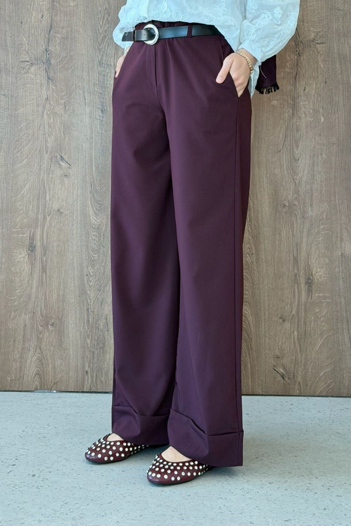 KUZEY Double Paça Pantolon Mürdüm, Fiyatları KUZEY Double Paça Pantolon Mürdüm | Haza Moda
