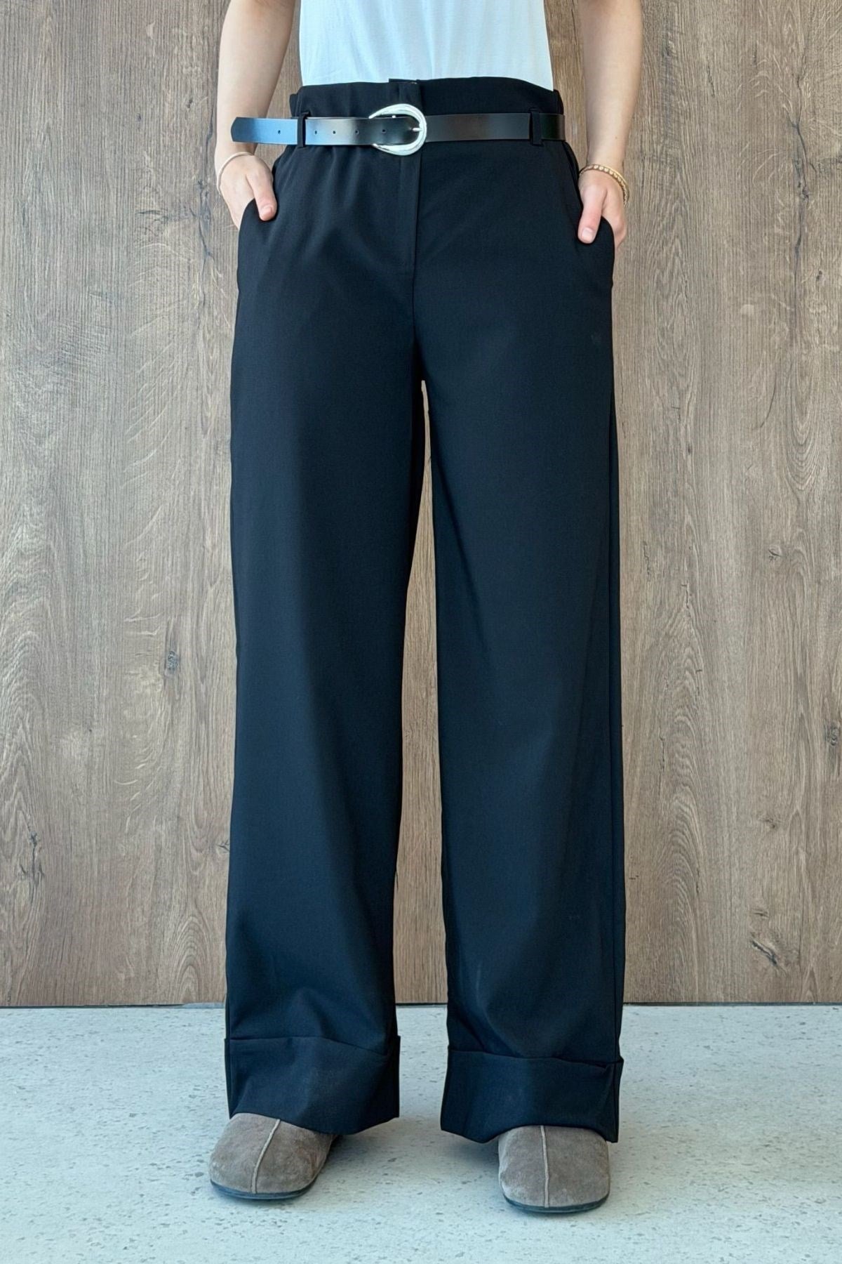 KUZEY Double Paça Pantolon Siyah, Fiyatları KUZEY Double Paça Pantolon Siyah | Haza Moda