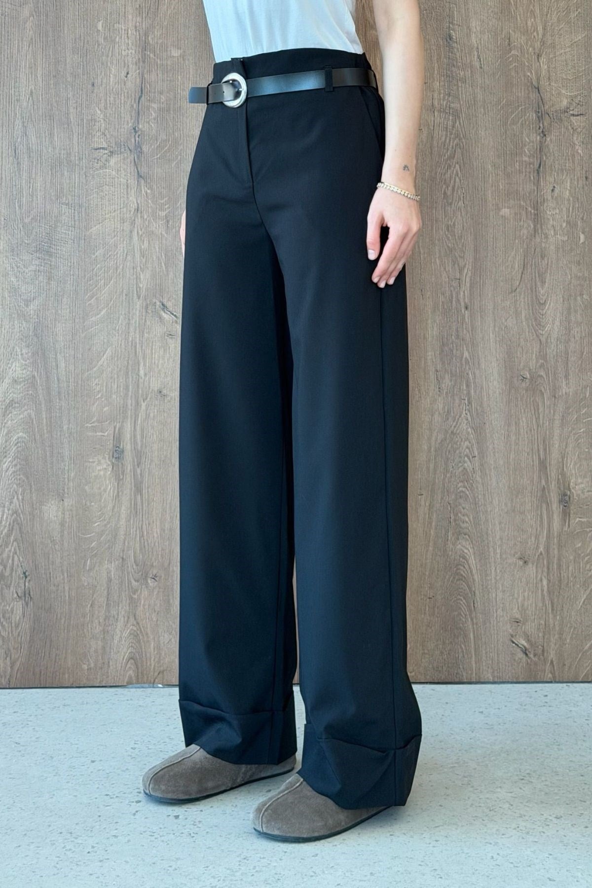 KUZEY Double Paça Pantolon Siyah, Fiyatları KUZEY Double Paça Pantolon Siyah | Haza Moda
