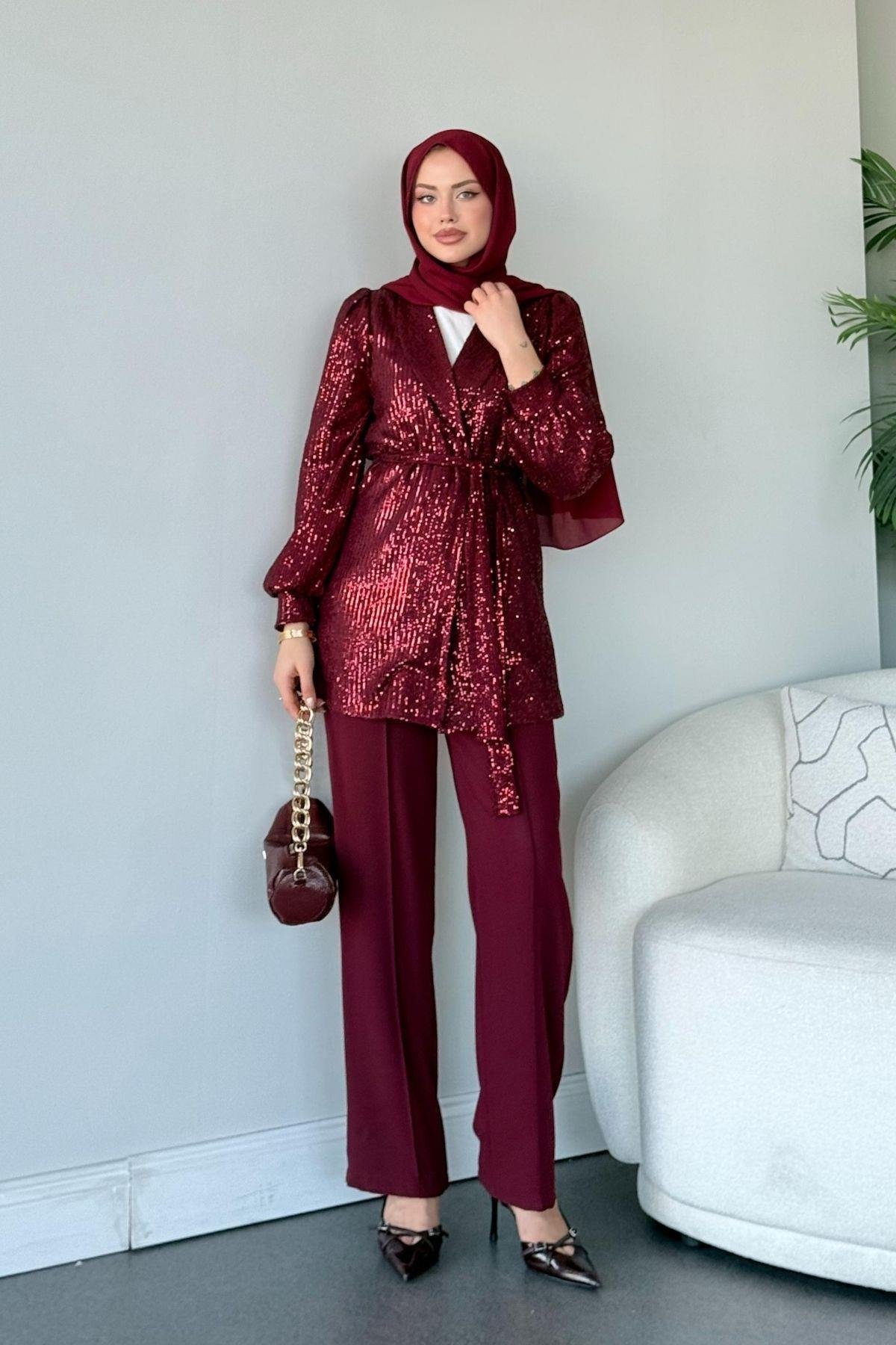 Ladin Payet Takım Bordo, Fiyatları Ladin Payet Takım Bordo - Haza Moda 