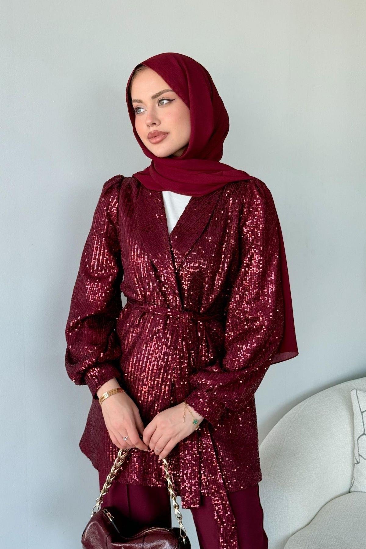 Ladin Payet Takım Bordo, Fiyatları Ladin Payet Takım Bordo - Haza Moda 