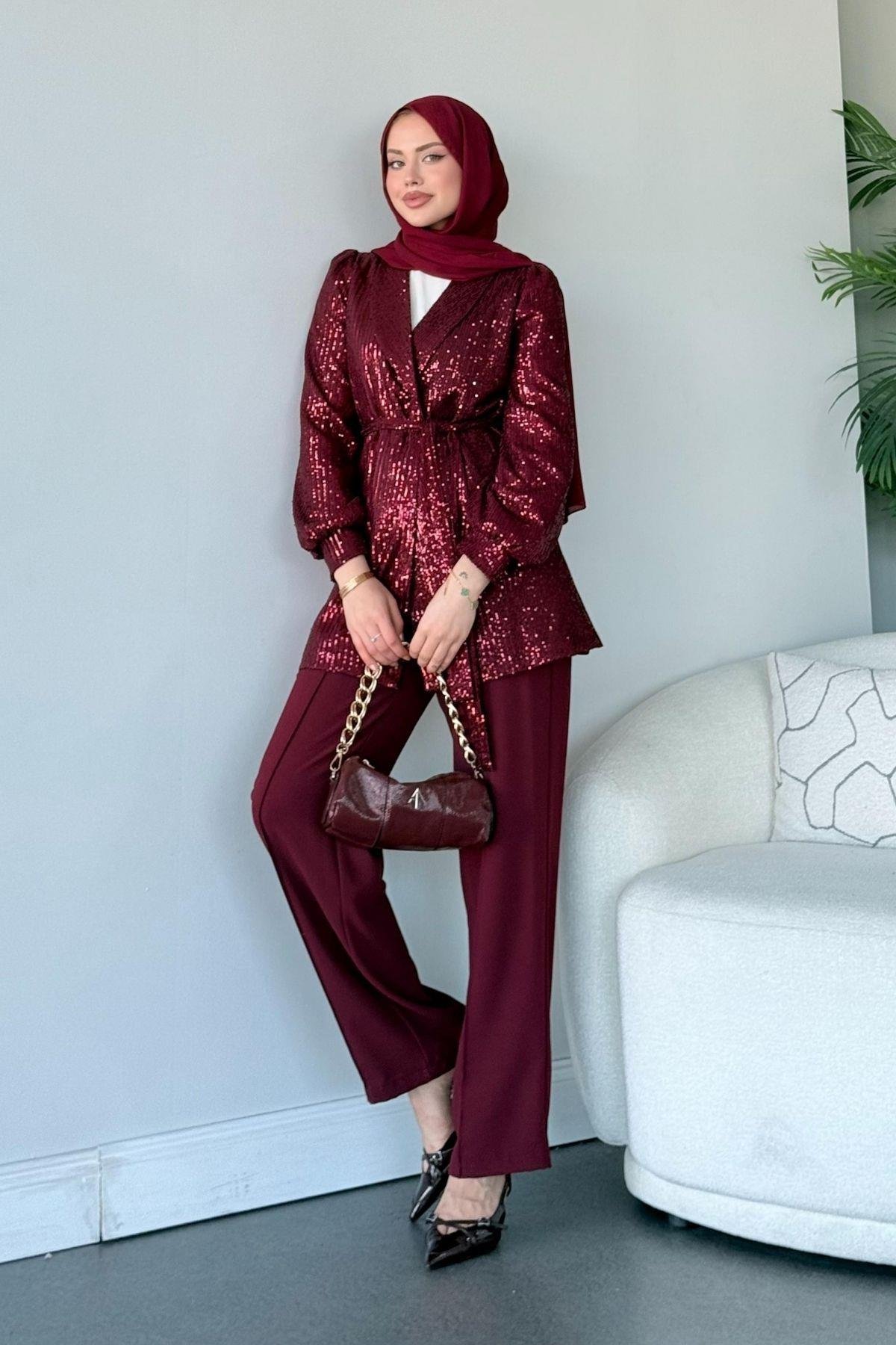 Ladin Payet Takım Bordo, Fiyatları Ladin Payet Takım Bordo - Haza Moda 