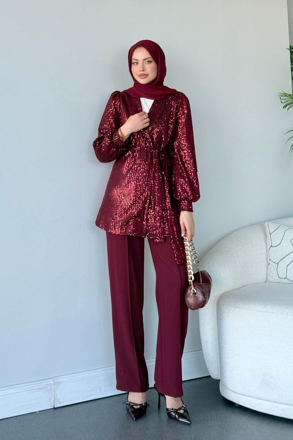 Ladin Payet Takım Bordo, Fiyatları Ladin Payet Takım Bordo - Haza Moda 