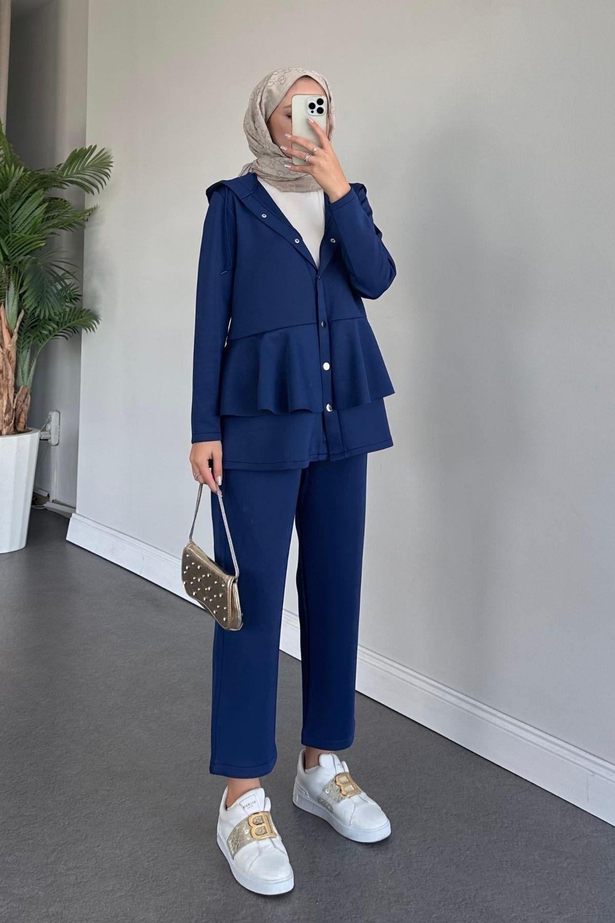 Lady Scuba Takım Lacivert, Fiyatları Haza Moda | Tesettür Giyim | Lady Scuba Takım Lacivert