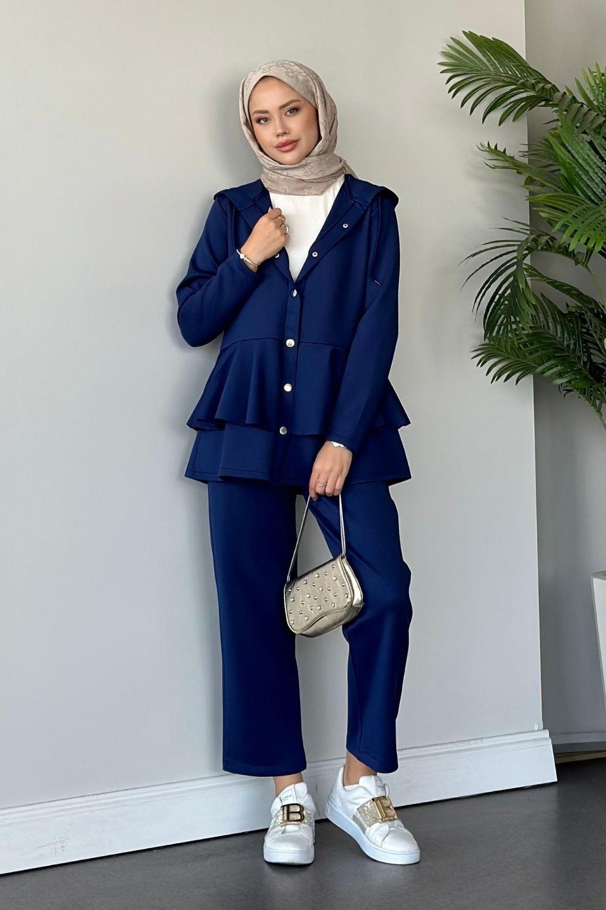 Lady Scuba Takım Lacivert, Fiyatları Haza Moda | Tesettür Giyim | Lady Scuba Takım Lacivert