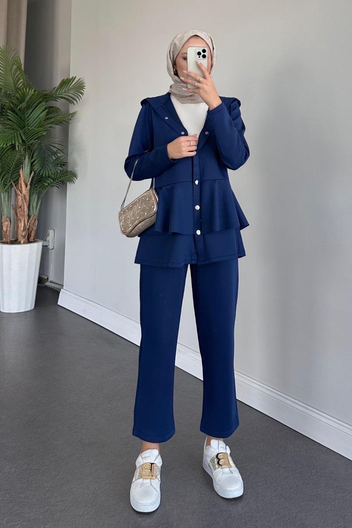 Lady Scuba Takım Lacivert, Fiyatları Haza Moda | Tesettür Giyim | Lady Scuba Takım Lacivert