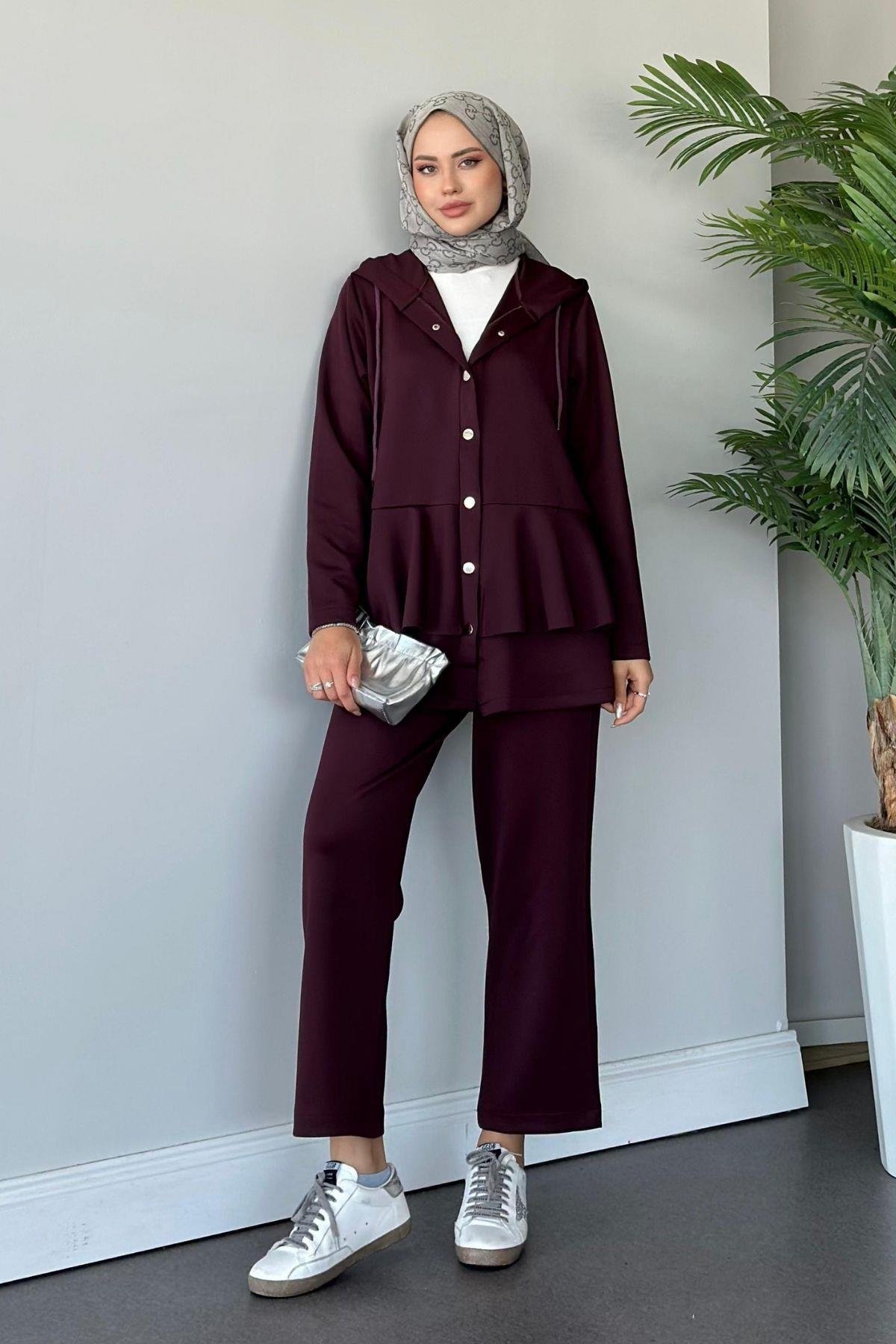 Lady Scuba Takım Mürdüm, Fiyatları Haza Moda | Tesettür Giyim | Lady Scuba Takım Mürdüm