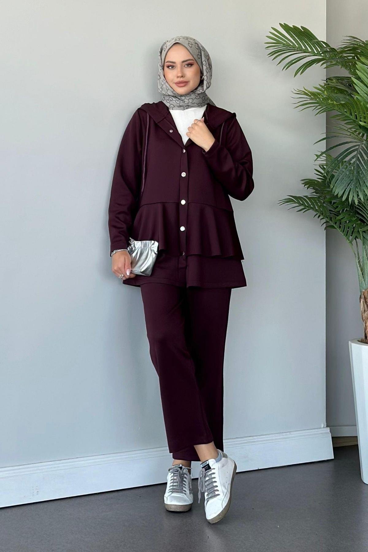 Lady Scuba Takım Mürdüm, Fiyatları Haza Moda | Tesettür Giyim | Lady Scuba Takım Mürdüm