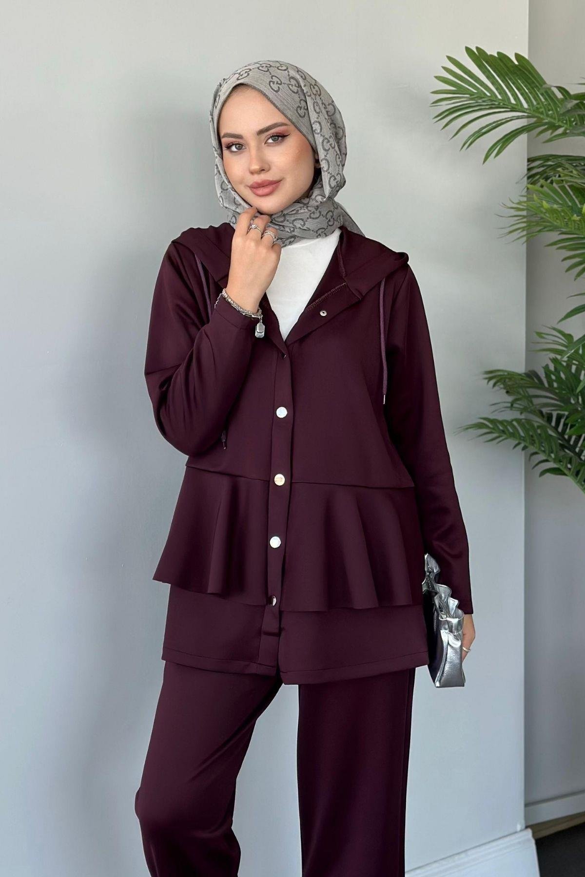 Lady Scuba Takım Mürdüm, Fiyatları Haza Moda | Tesettür Giyim | Lady Scuba Takım Mürdüm