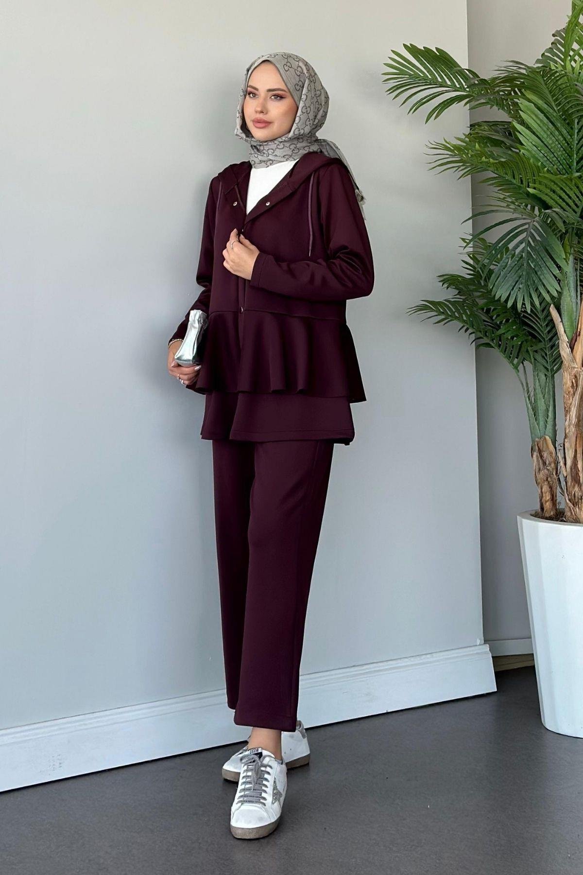 Lady Scuba Takım Mürdüm, Fiyatları Haza Moda | Tesettür Giyim | Lady Scuba Takım Mürdüm