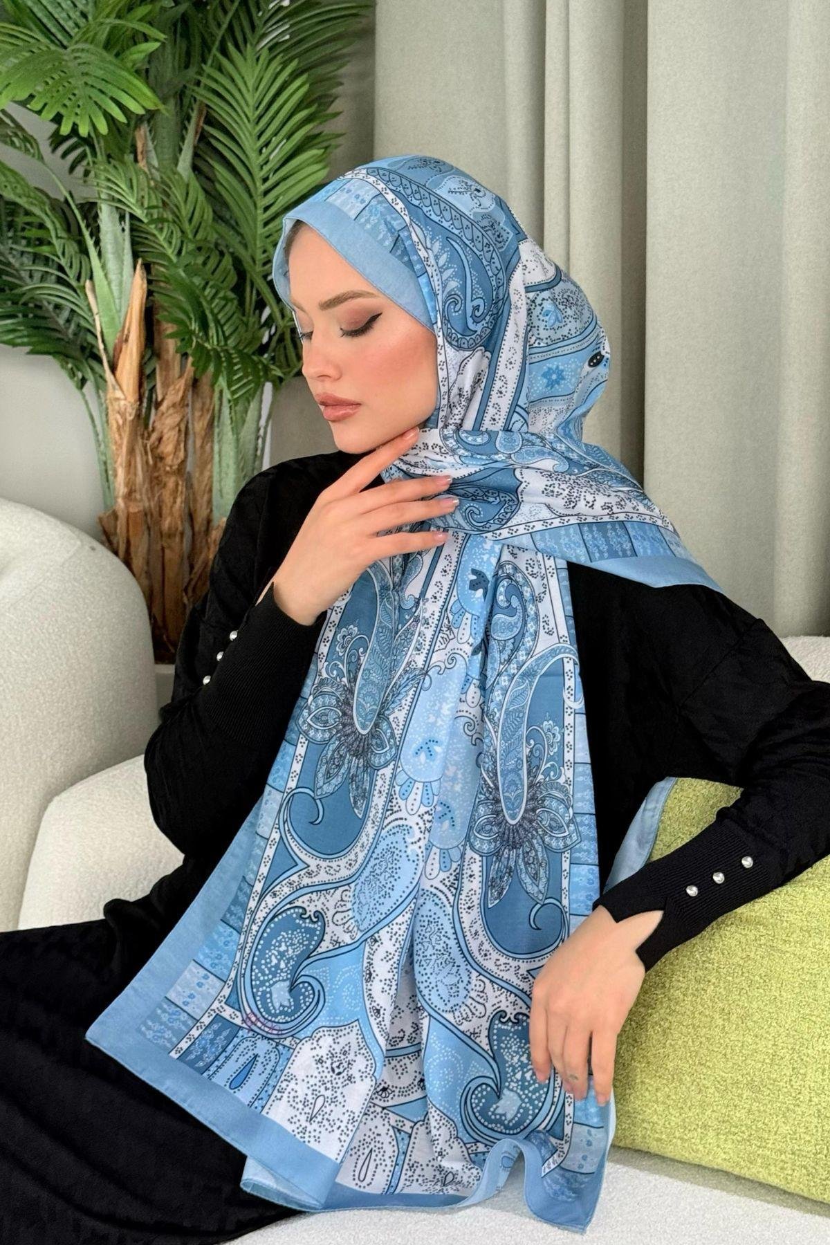 Lagün Desen Şal Bebe Mavi, Fiyatları Lagün Desen Şal Bebe Mavi- Haza Moda 