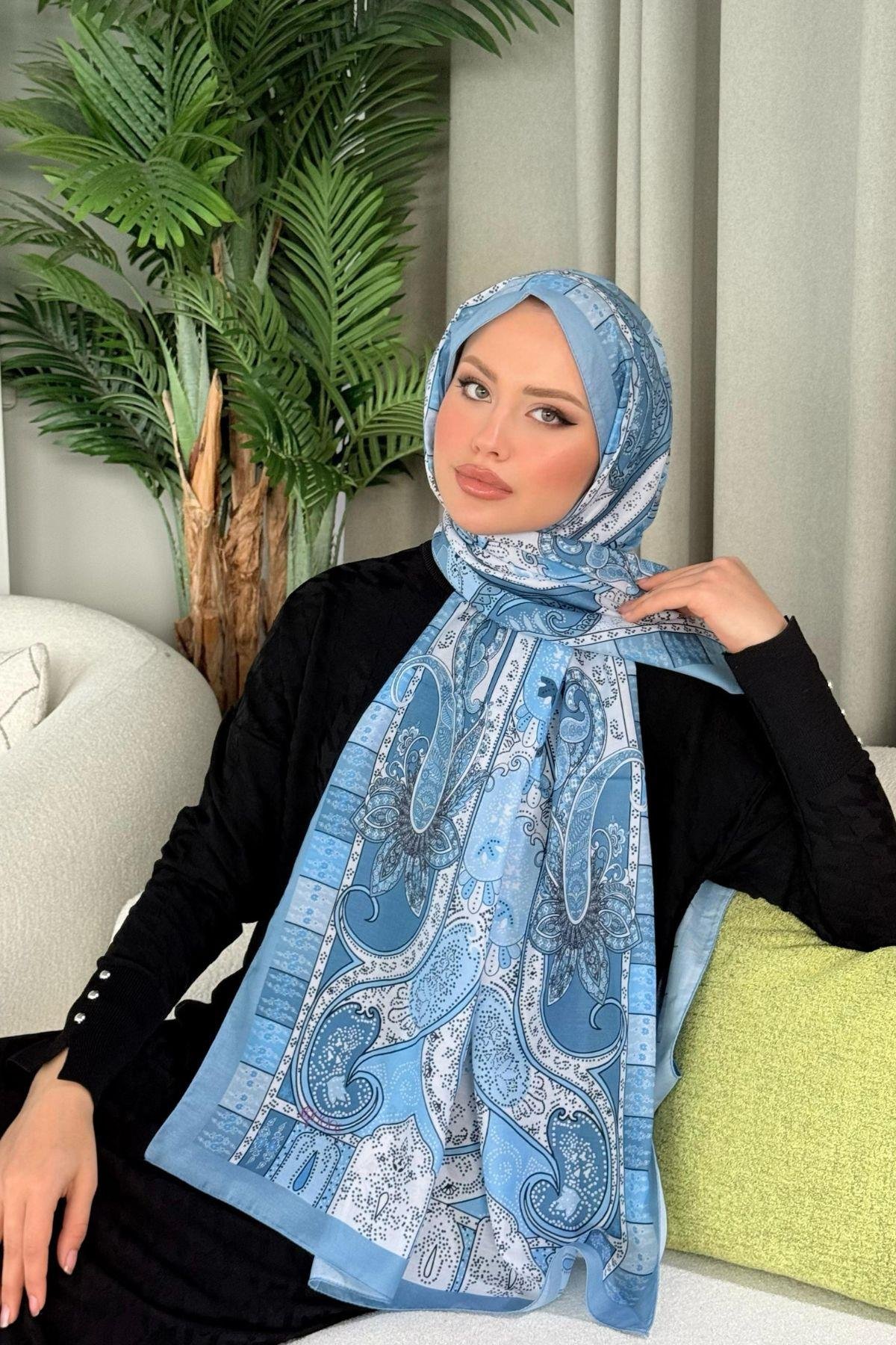 Lagün Desen Şal Bebe Mavi, Fiyatları Lagün Desen Şal Bebe Mavi- Haza Moda 