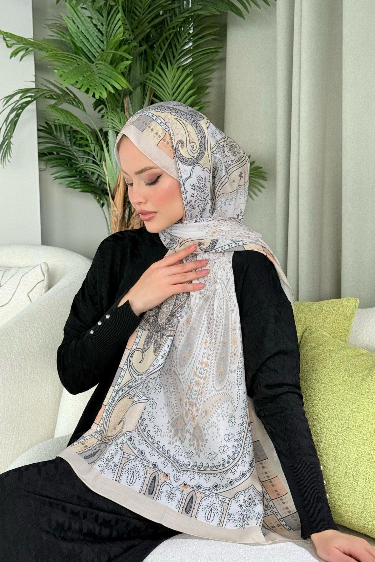 Lagün Desen Şal Bej, Fiyatları Lagün Desen Şal Bej- Haza Moda 