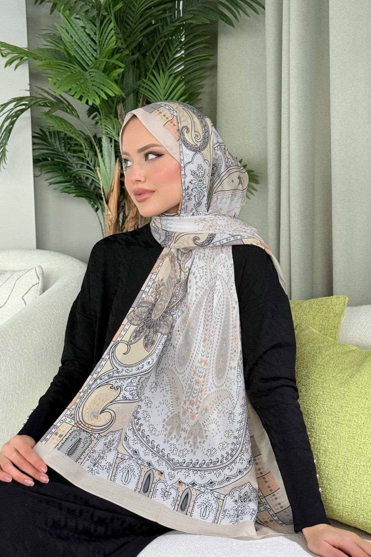 Lagün Desen Şal Bej, Fiyatları Lagün Desen Şal Bej- Haza Moda 