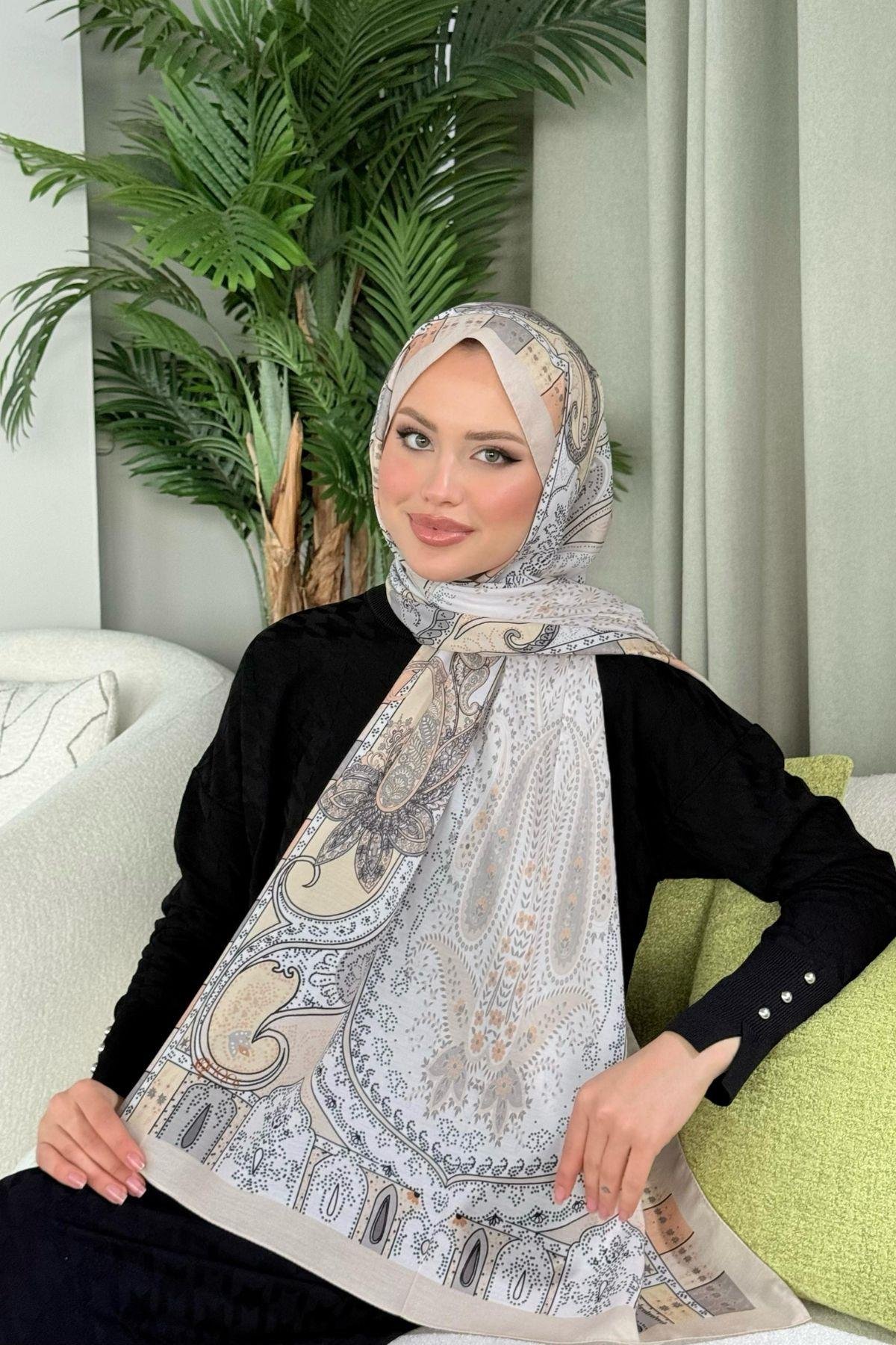 Lagün Desen Şal Bej, Fiyatları Lagün Desen Şal Bej- Haza Moda 