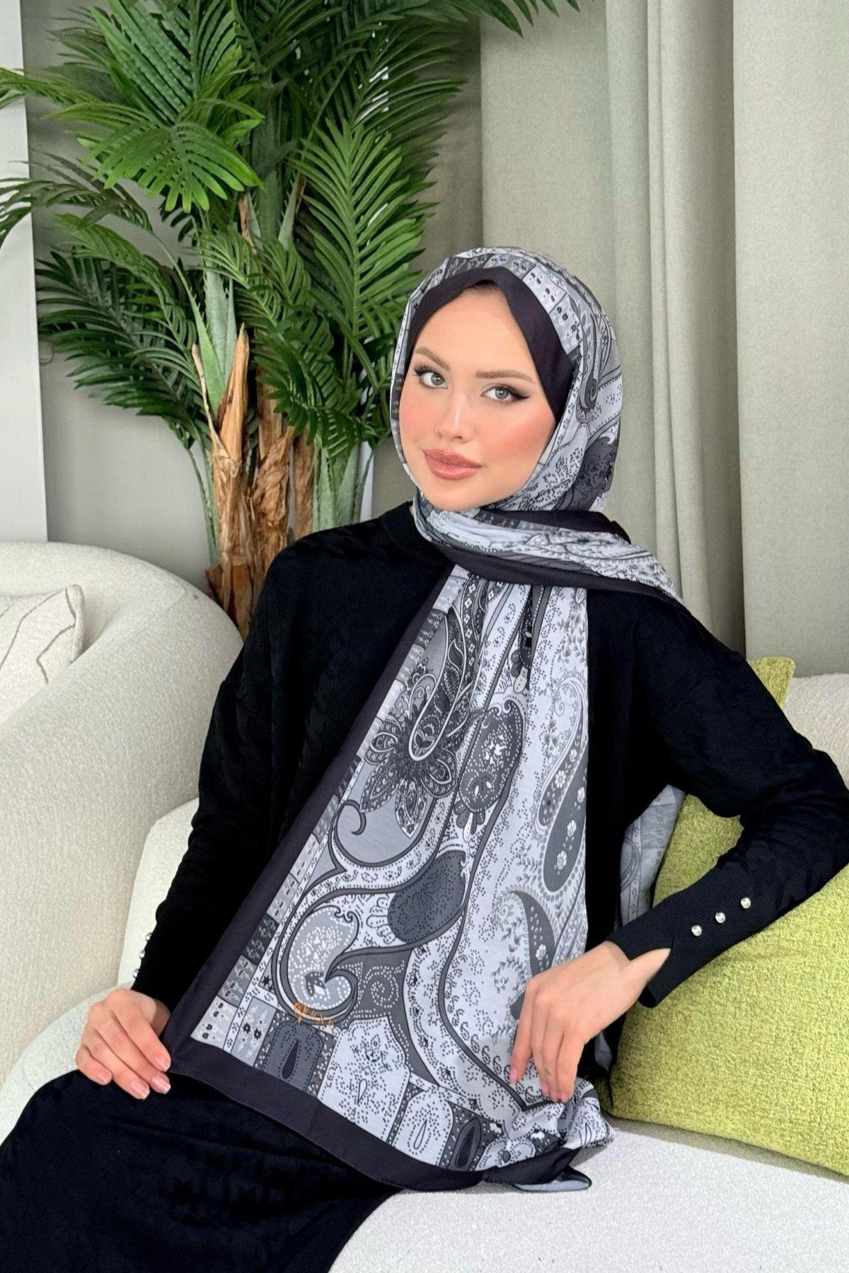 Lagün Desen Şal Gri, Fiyatları Lagün Desen Şal Gri- Haza Moda 