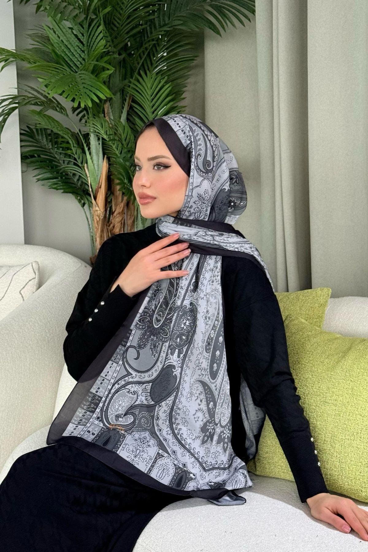 Lagün Desen Şal Gri, Fiyatları Lagün Desen Şal Gri- Haza Moda 