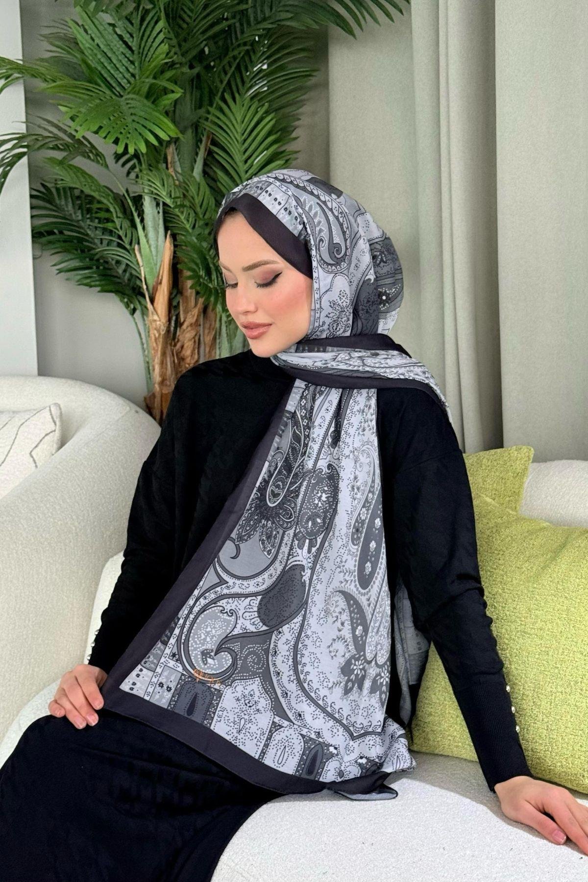 Lagün Desen Şal Gri, Fiyatları Lagün Desen Şal Gri- Haza Moda 