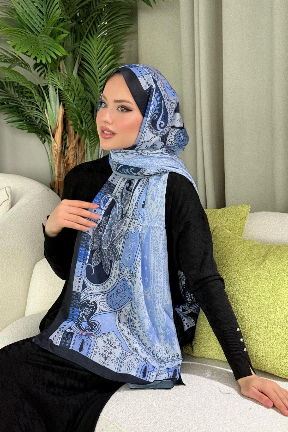 Lagün Desen Şal Saks, Fiyatları Lagün Desen Şal Saks- Haza Moda 