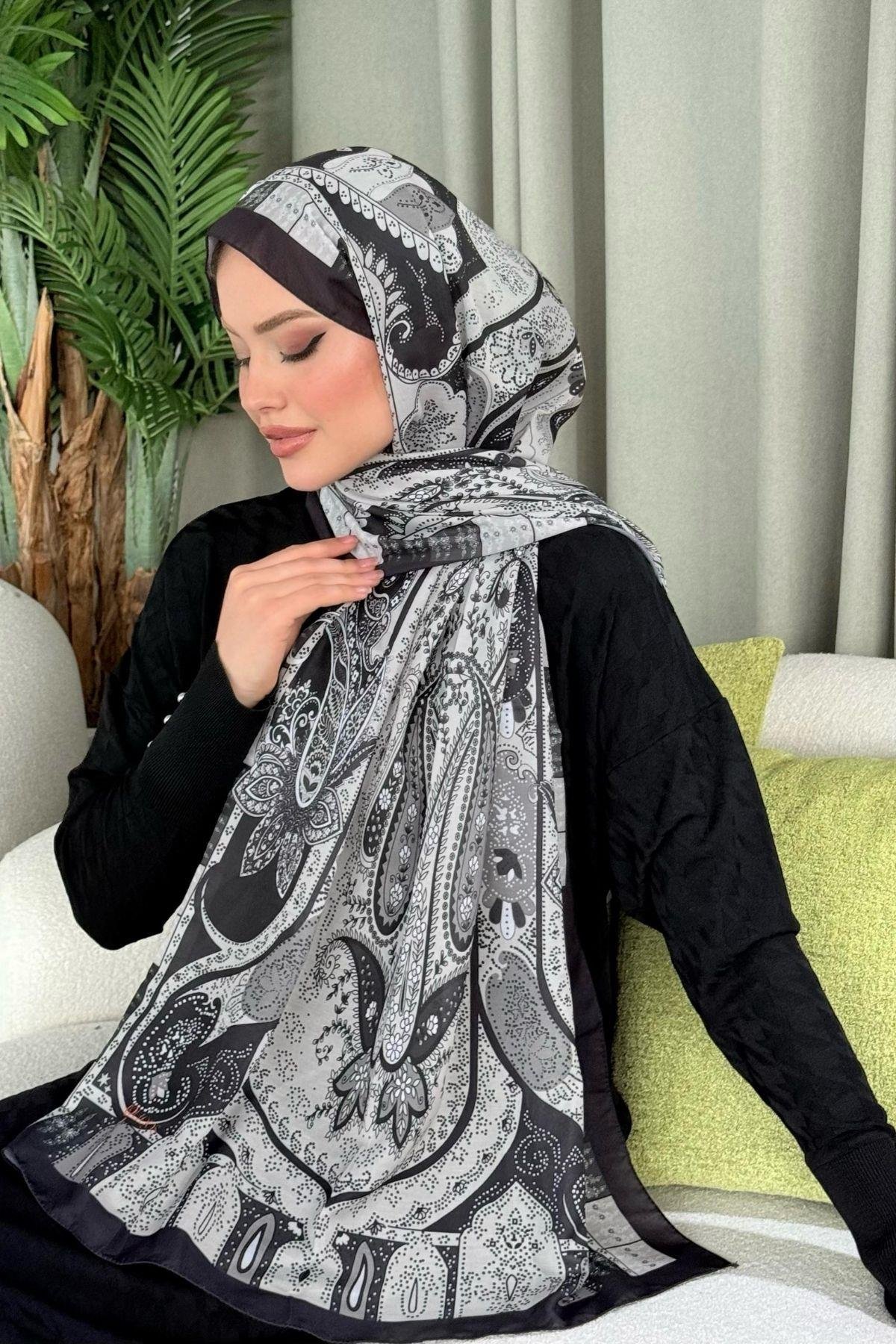 Lagün Desen Şal Siyah, Fiyatları Lagün Desen Şal Siyah- Haza Moda 