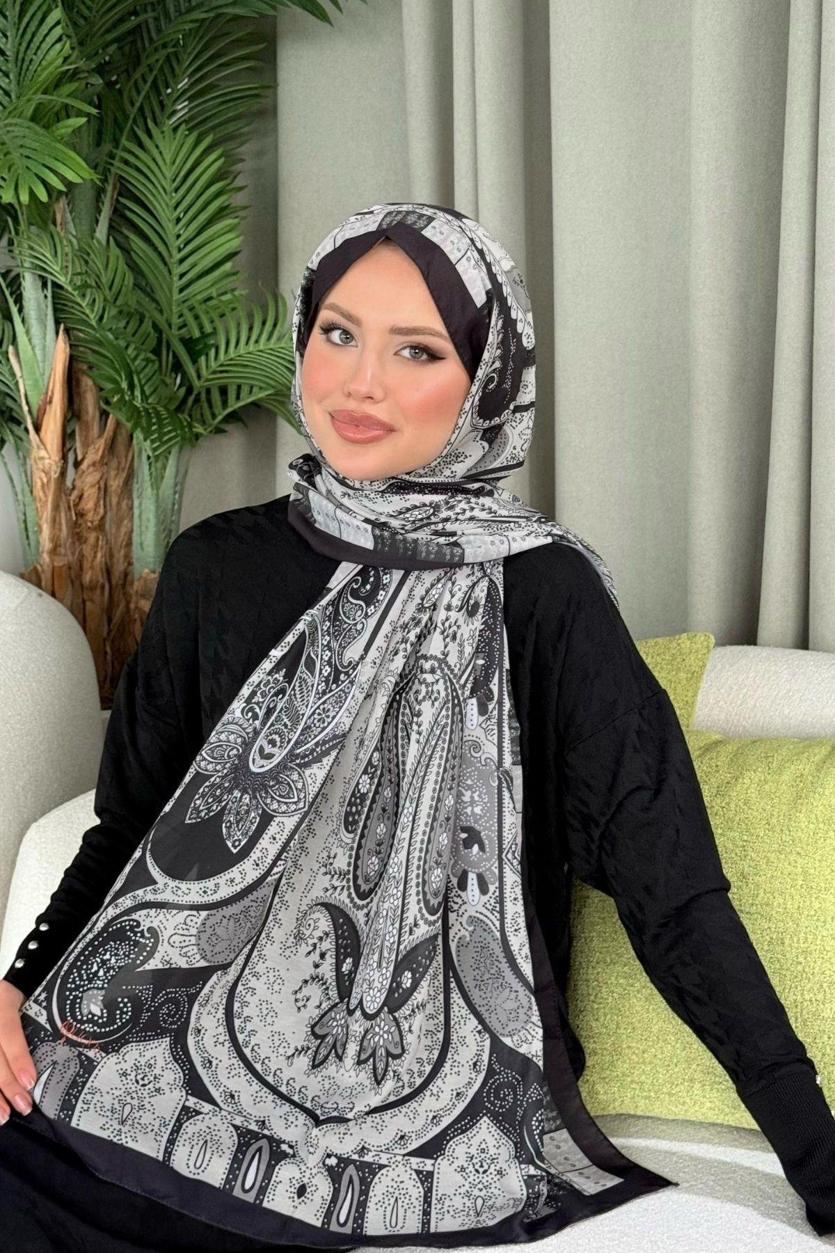 Lagün Desen Şal Siyah, Fiyatları Lagün Desen Şal Siyah- Haza Moda 