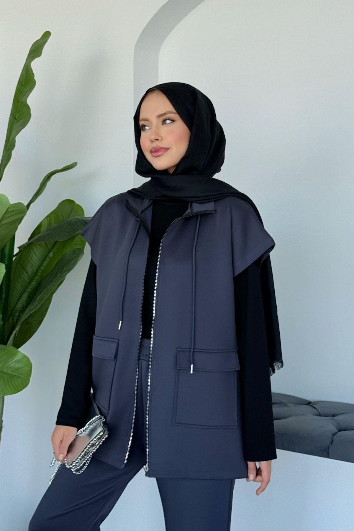 Laura Scuba Yelekli Takım Antrasit, Fiyatları Laura Scuba Yelekli Takım  Antrasit Haza Moda 