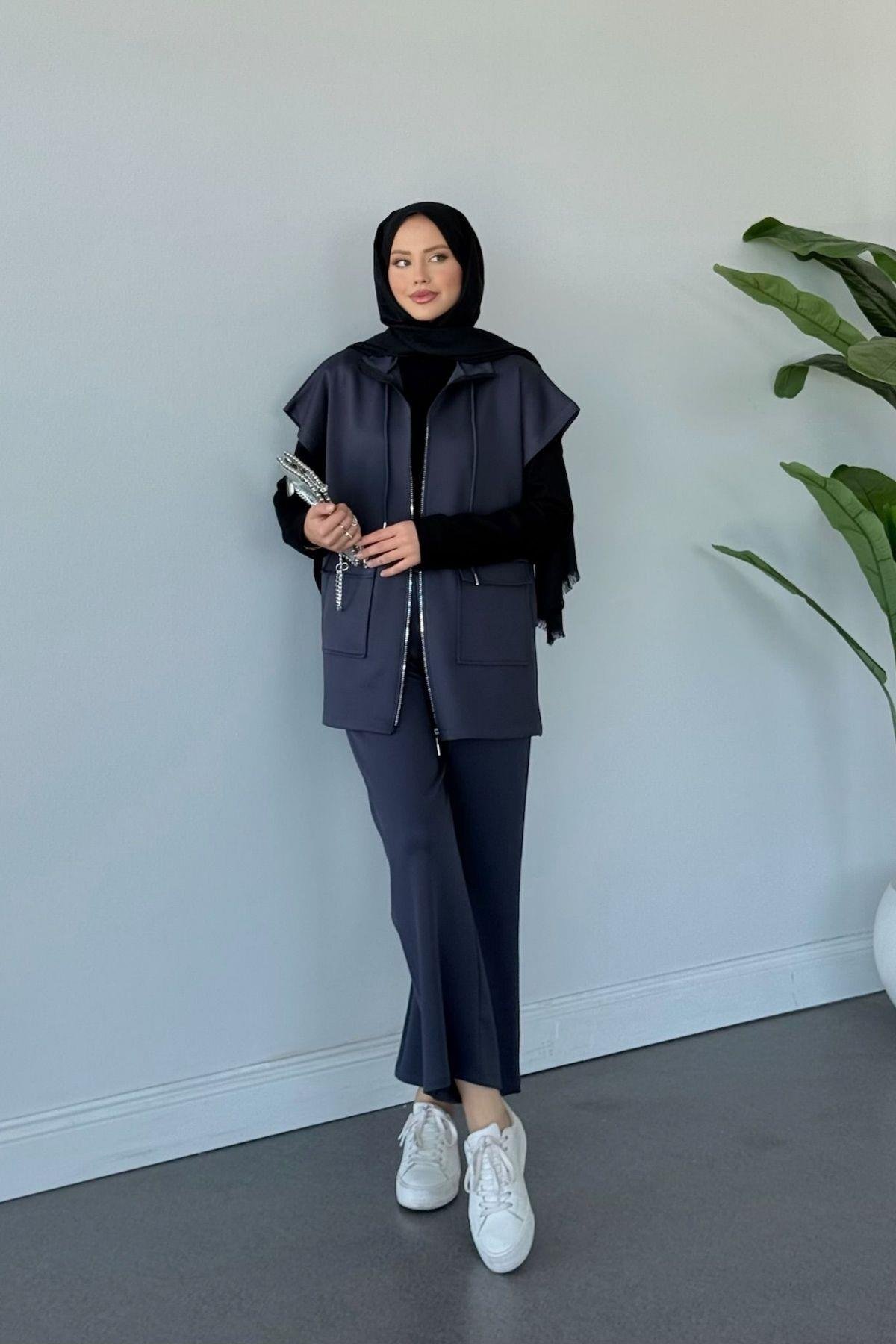 Laura Scuba Yelekli Takım Antrasit, Fiyatları Laura Scuba Yelekli Takım  Antrasit Haza Moda 