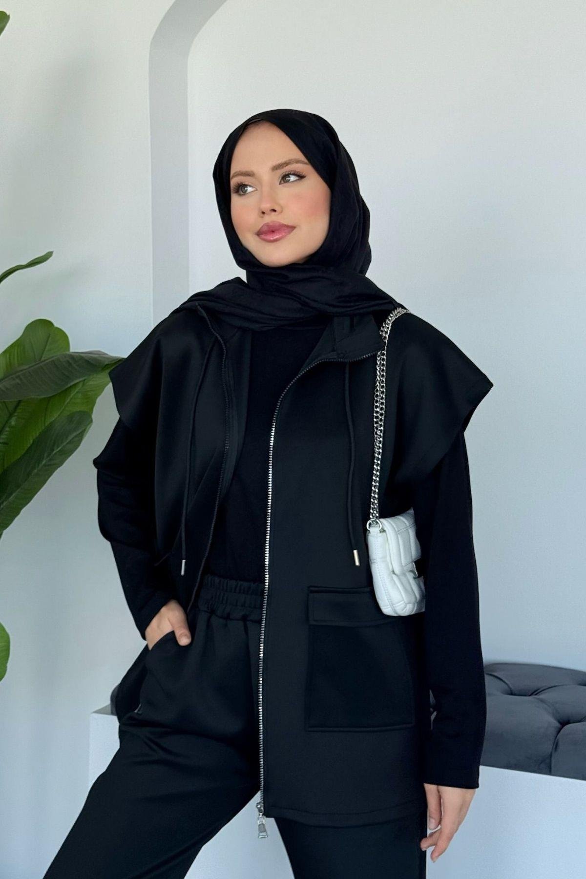 Laura Scuba Yelekli Takım Siyah, Fiyatları Laura Scuba Yelekli Takım Siyah Haza Moda 