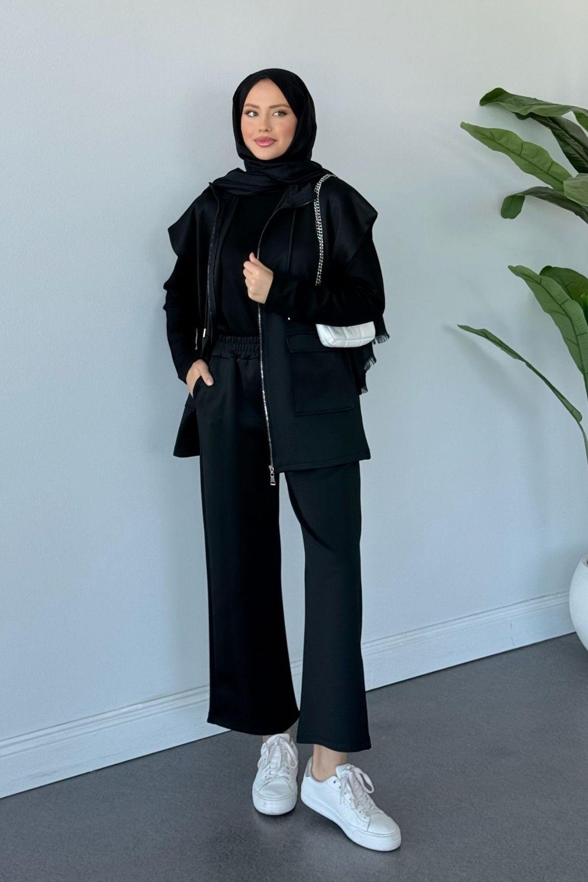 Laura Scuba Yelekli Takım Siyah, Fiyatları Laura Scuba Yelekli Takım Siyah Haza Moda 