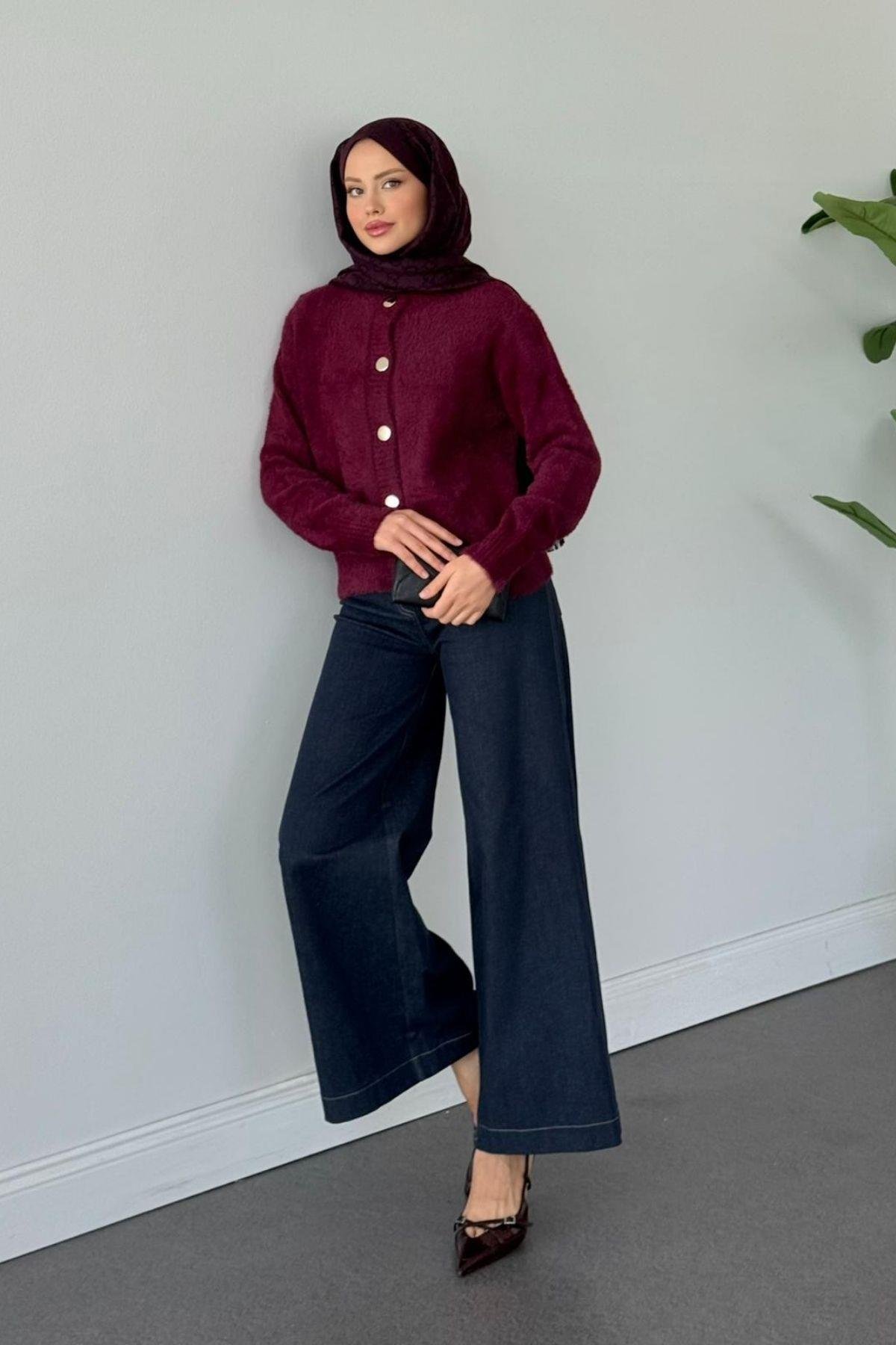 Lavinya Düğmeli Hırka Bordo, Fiyatları Lavinya Düğmeli Hırka Bordo Haza Moda 