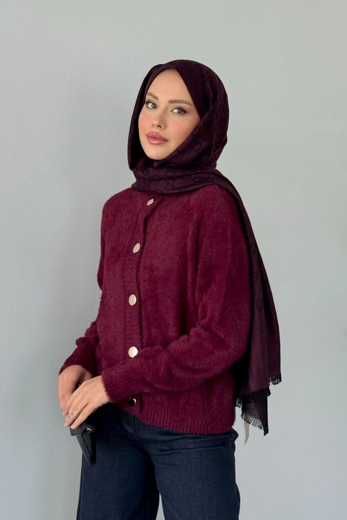 Lavinya Düğmeli Hırka Bordo, Fiyatları Lavinya Düğmeli Hırka Bordo Haza Moda 