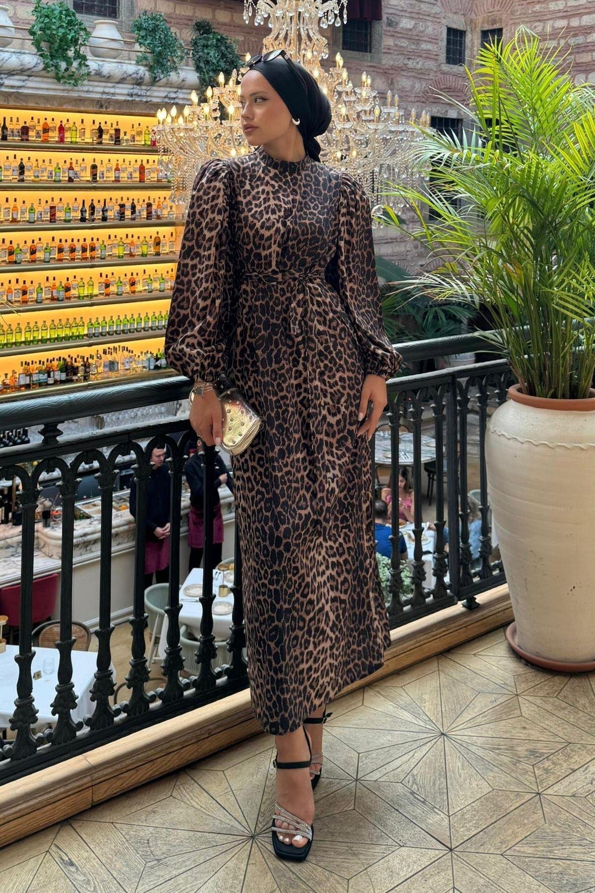 Leopar Desen Elbise Kahve, Fiyatları 