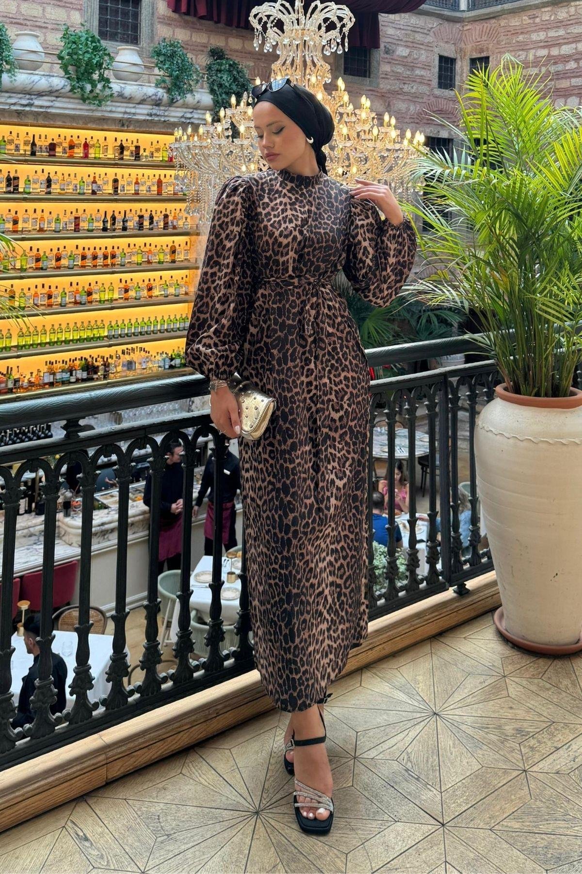 Leopar Desen Elbise Kahve, Fiyatları 