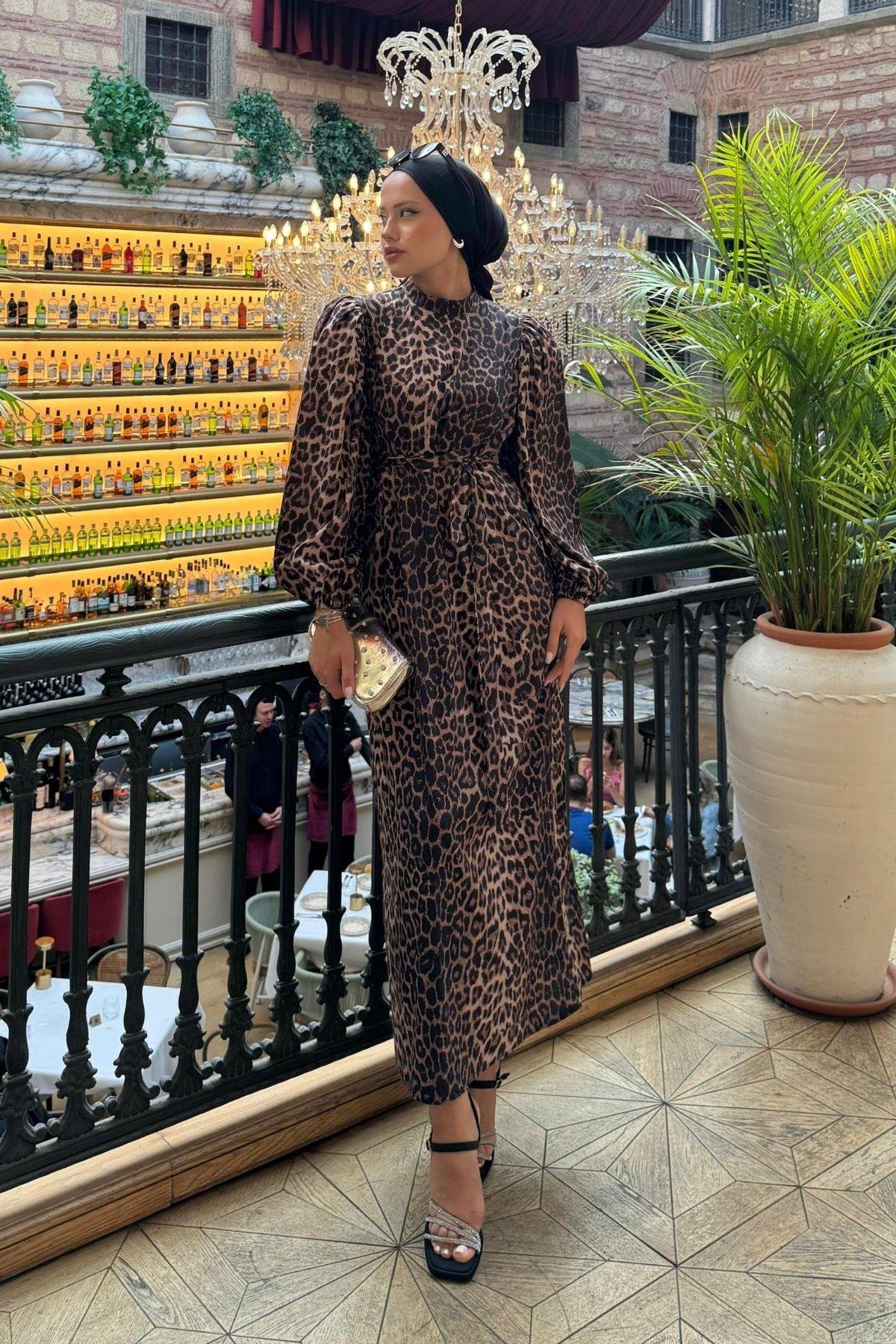 Leopar Desen Elbise Kahve, Fiyatları 