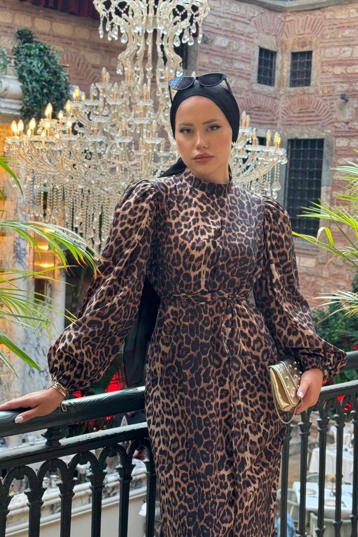 Leopar Desen Elbise Kahve, Fiyatları 