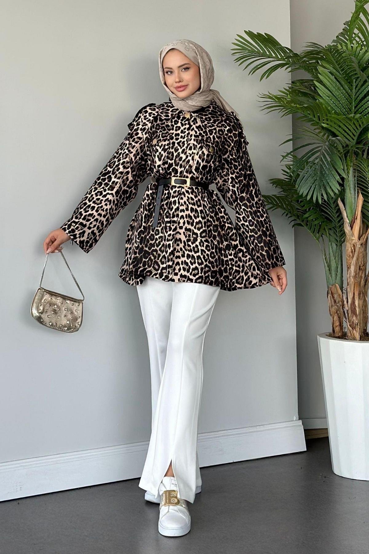 Leopar Desenli Ceket Beyaz, Fiyatları 