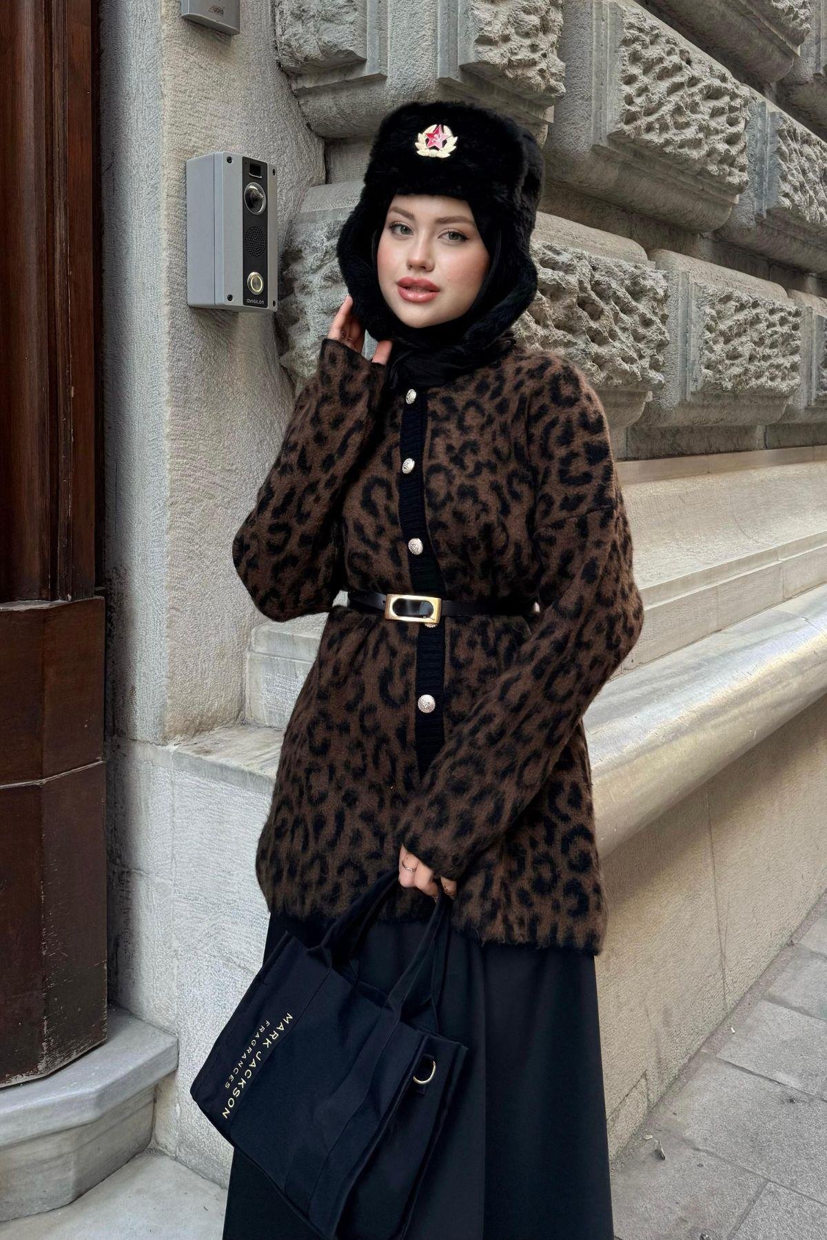 Leopar Hırka Koyu Kahve, Fiyatları 