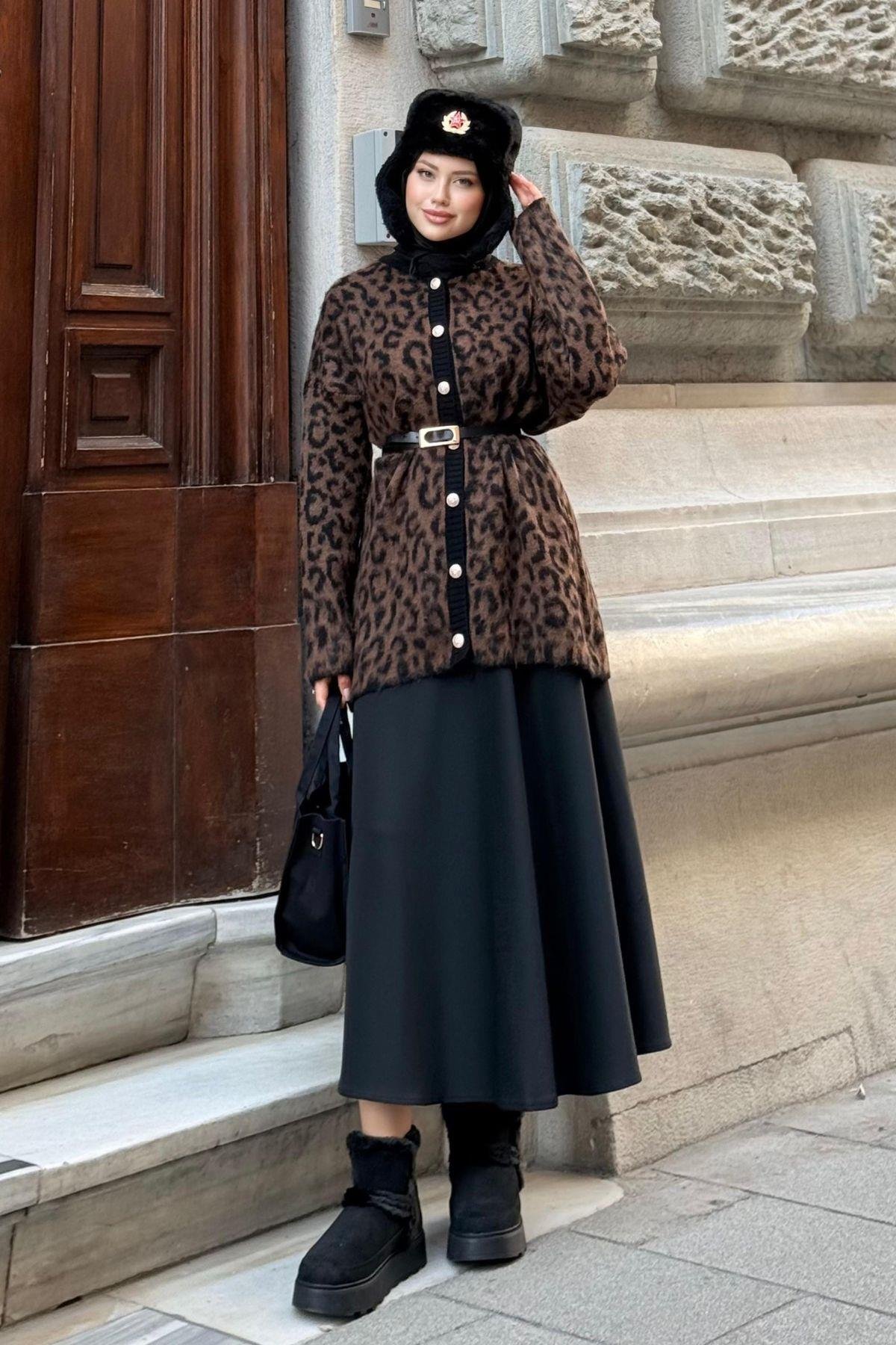 Leopar Hırka Koyu Kahve, Fiyatları 