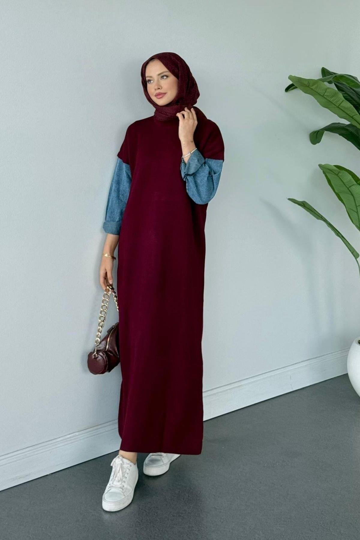 Leyal Triko Elbise Bordo, Fiyatları Leyal Triko Elbise Bordo- Haza Moda