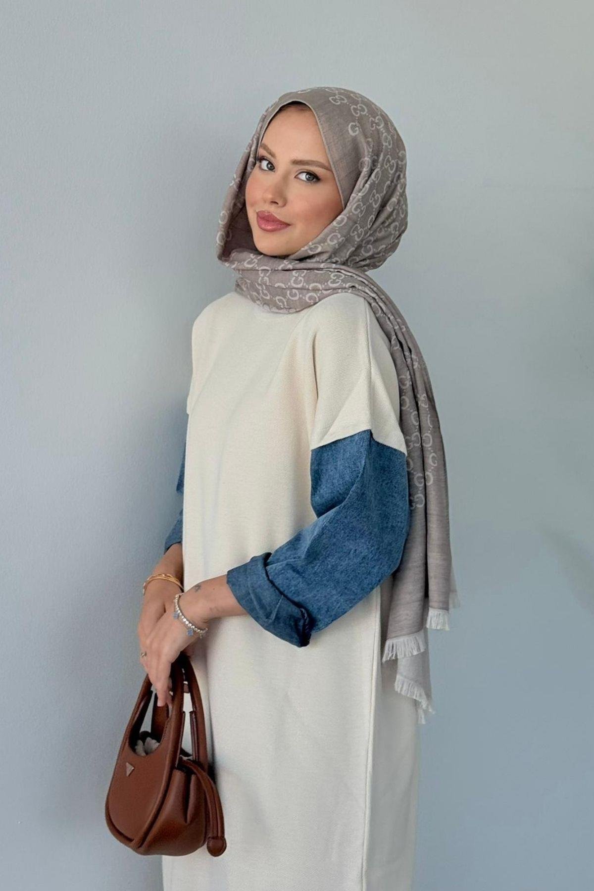 Leyal Triko Elbise Ekru, Fiyatları Leyal Triko Elbise Ekru- Haza Moda