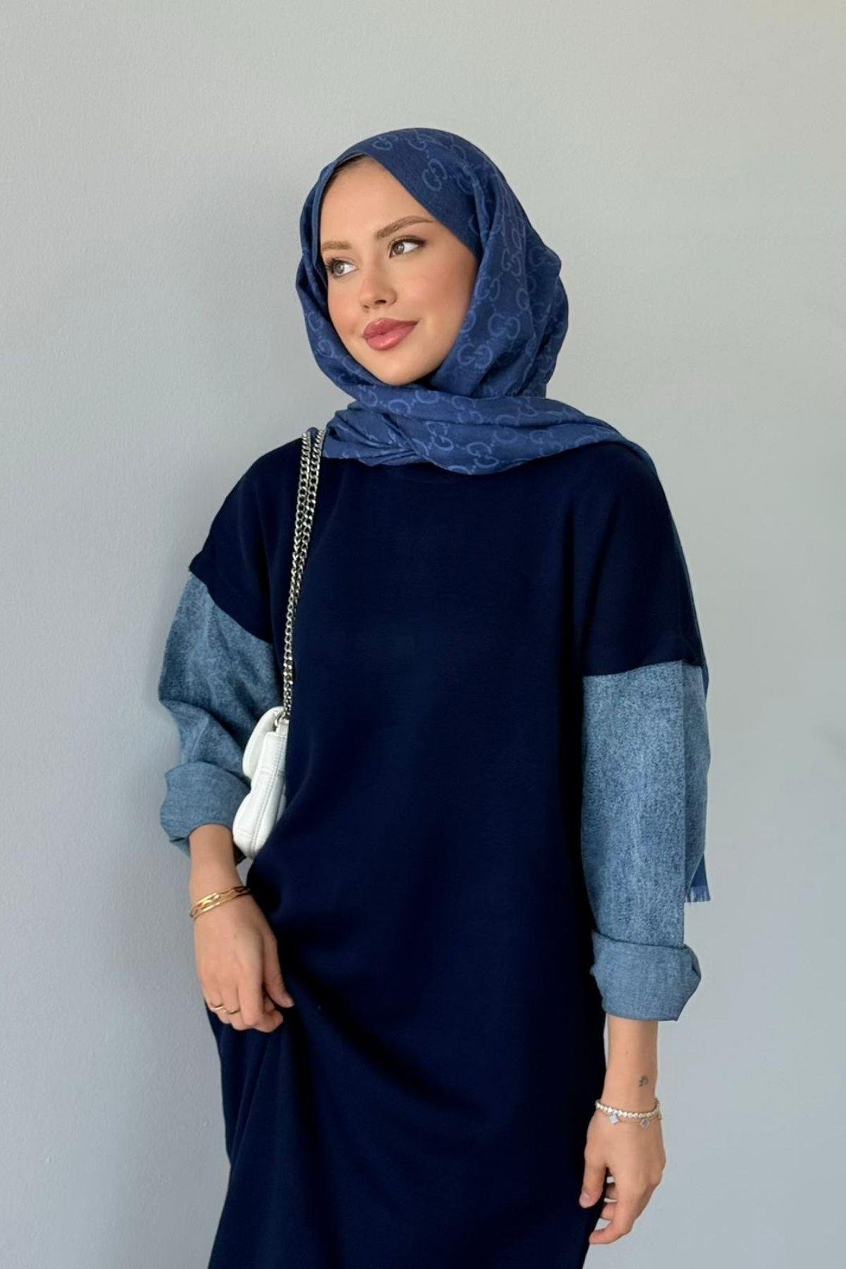 Leyal Triko Elbise Lacivert, Fiyatları Leyal Triko Elbise Lacivert- Haza Moda