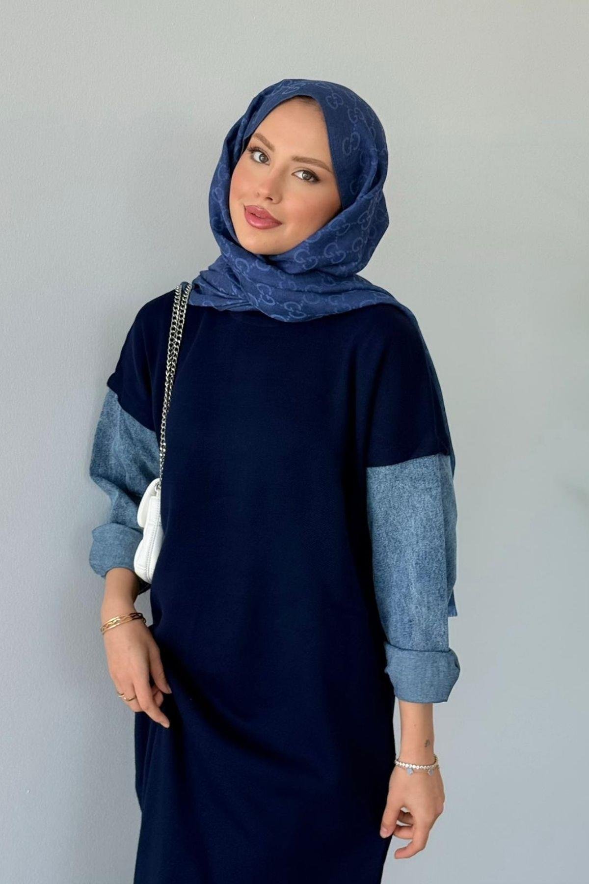 Leyal Triko Elbise Lacivert, Fiyatları Leyal Triko Elbise Lacivert- Haza Moda