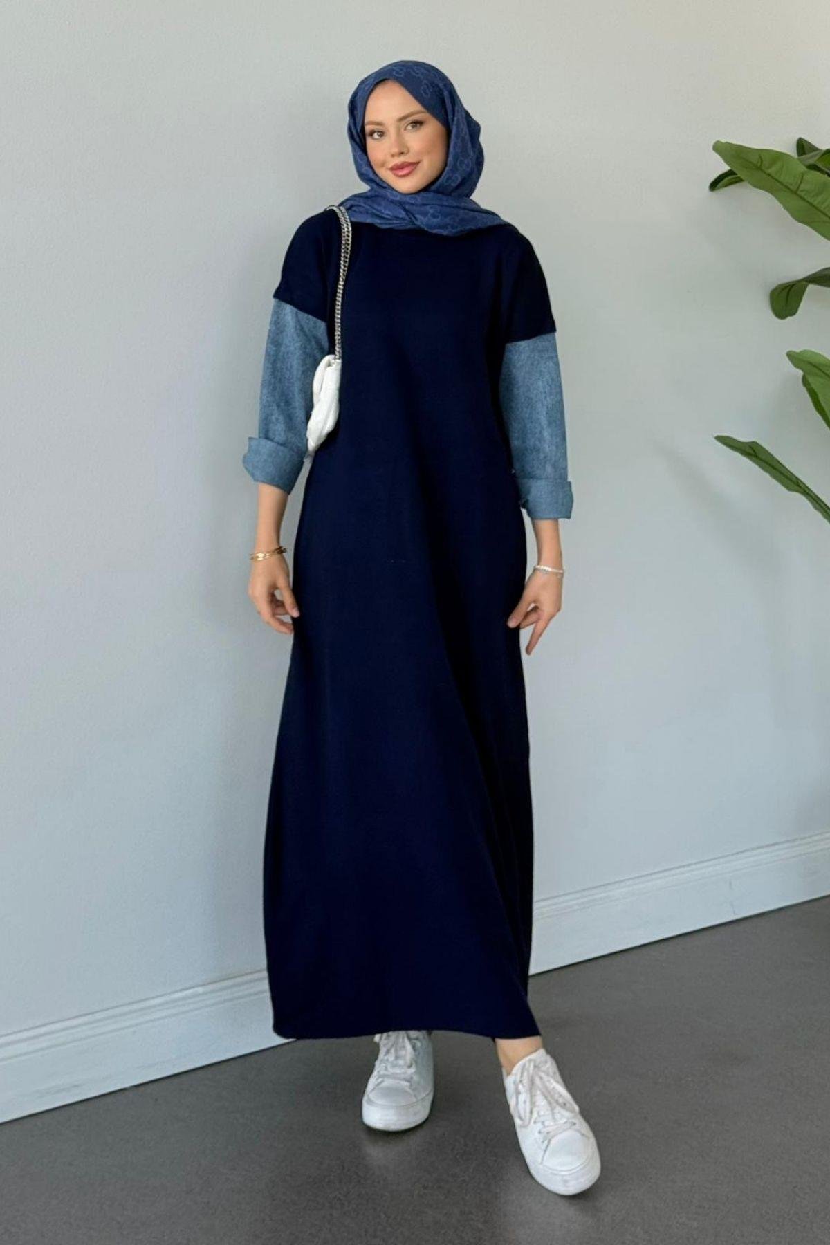 Leyal Triko Elbise Lacivert, Fiyatları Leyal Triko Elbise Lacivert- Haza Moda