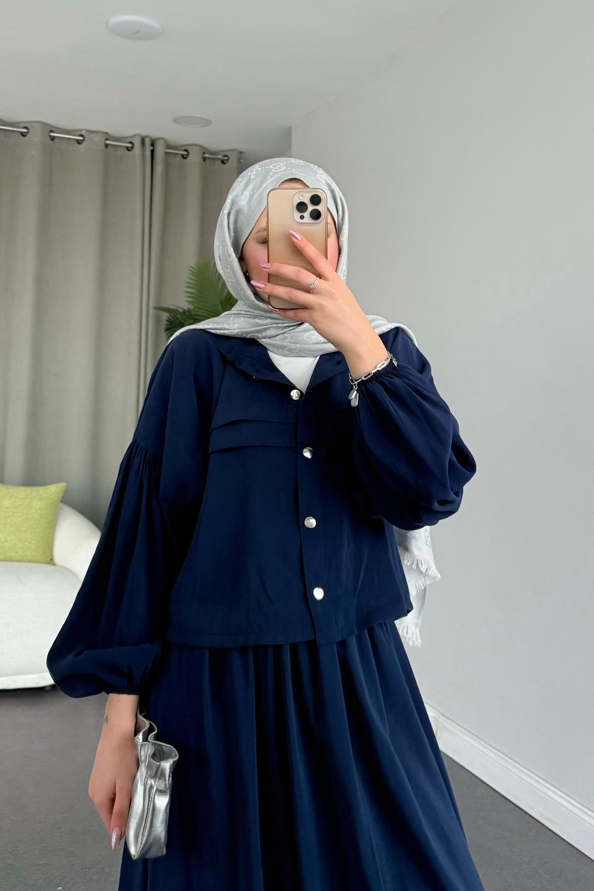 Lia Etekli Takım Lacivert, Fiyatları Haza Moda | Tesettür Giyim | Lia Takım Lacivert