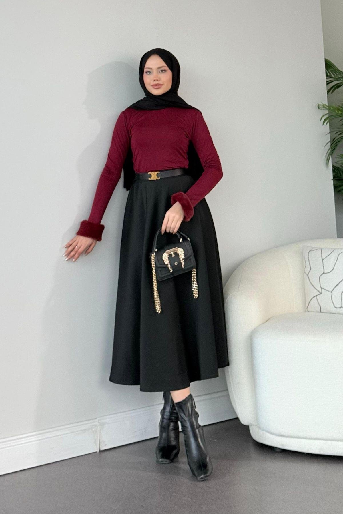 Libra Kürklü Bluz Bordo, Fiyatları 