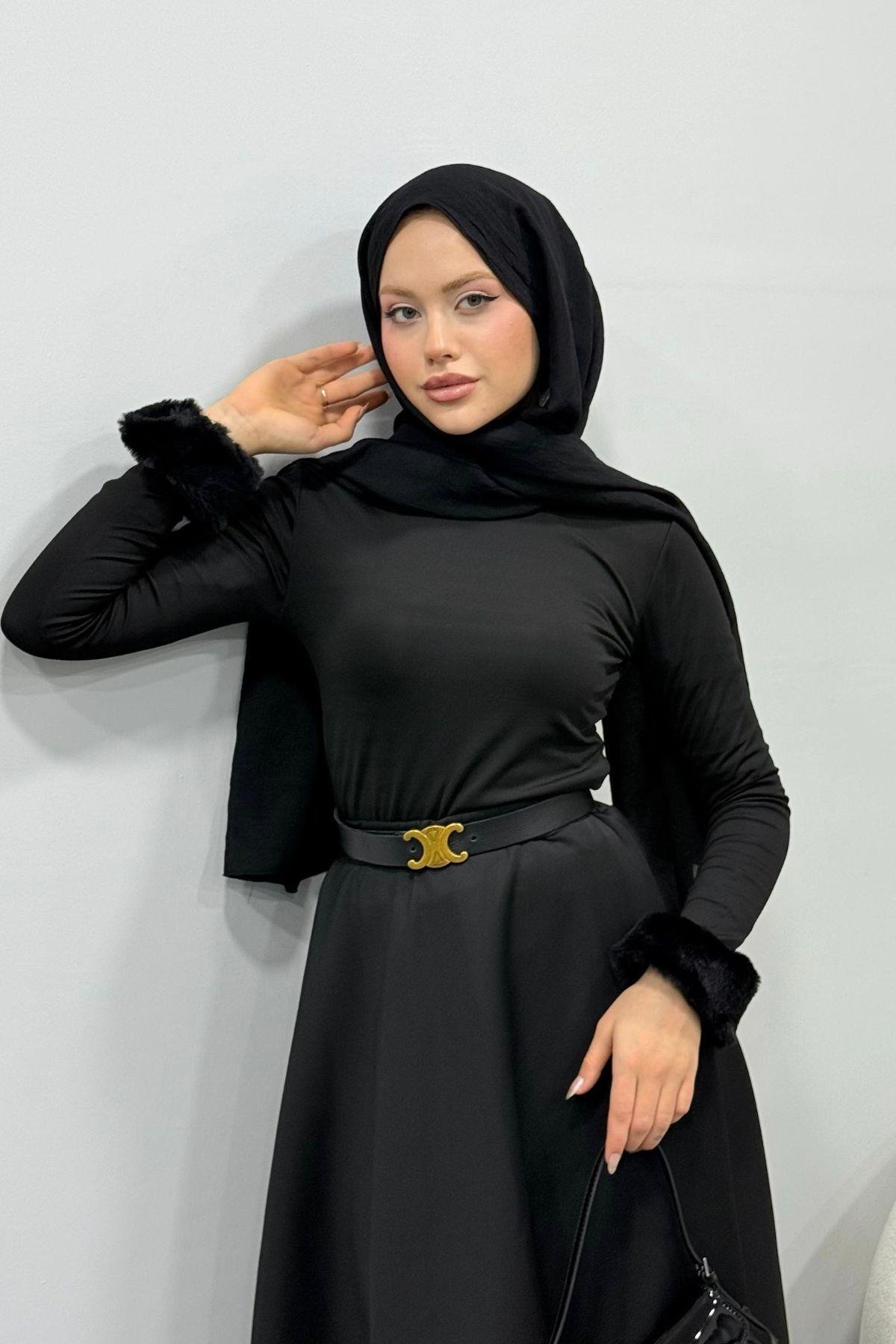 Libra Kürklü Bluz Siyah, Fiyatları 