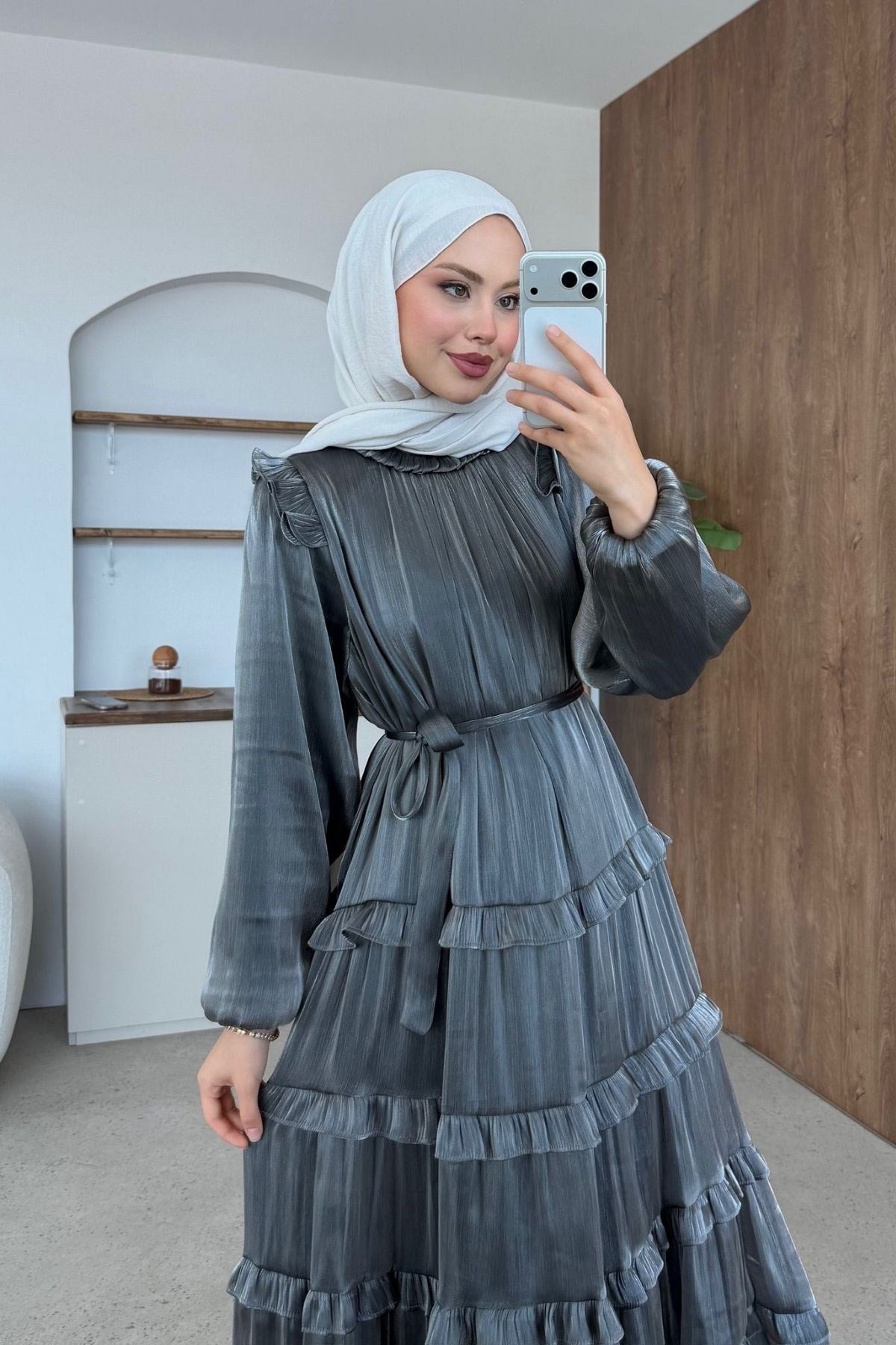 Liyana Katlı Elbise Füme, Fiyatları 