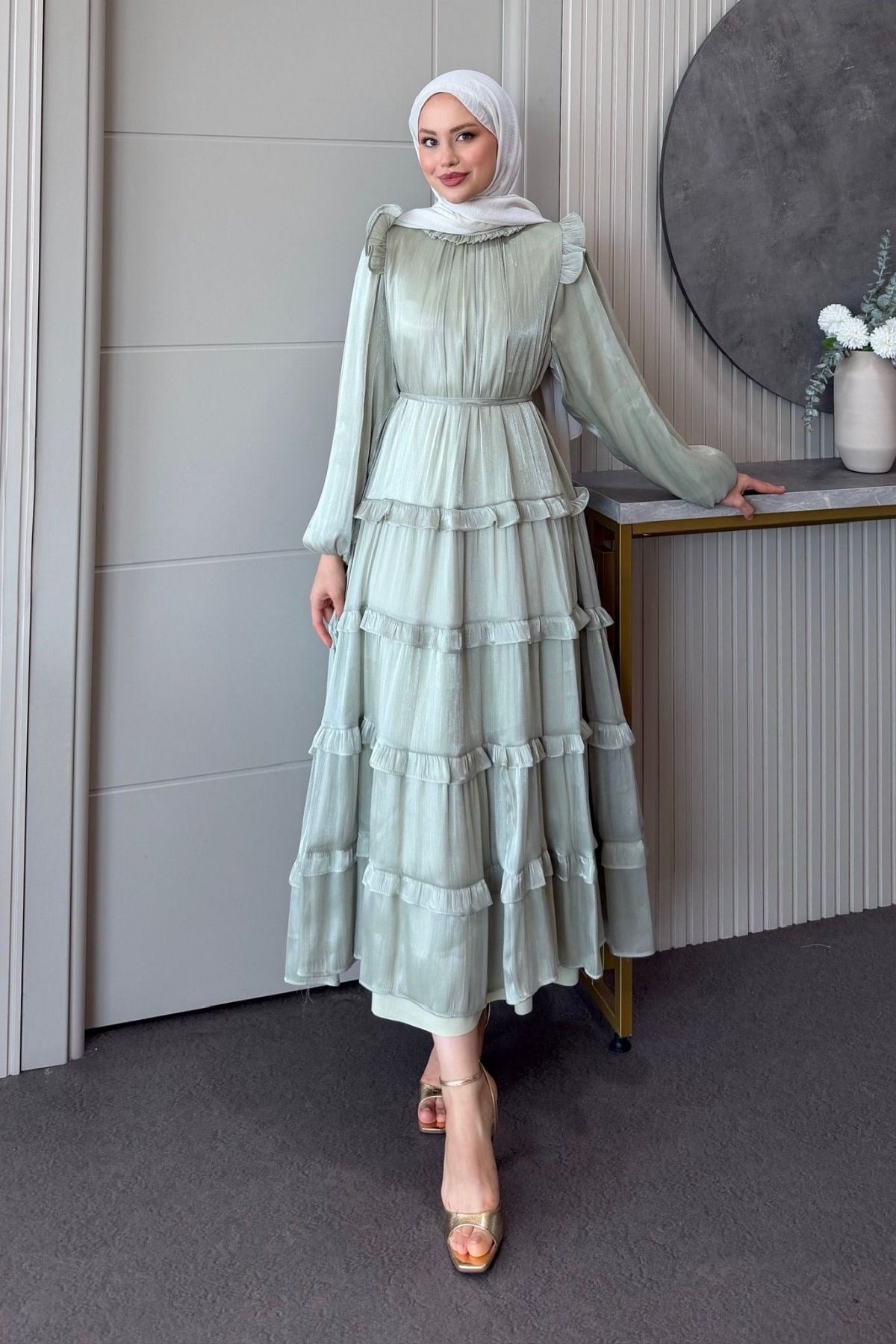 Liyana Katlı Elbise Mint, Fiyatları 