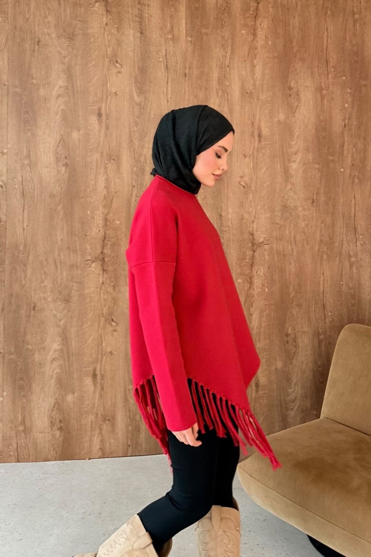 Loren Saçaklı Kazak Kırmızı, Fiyatları 