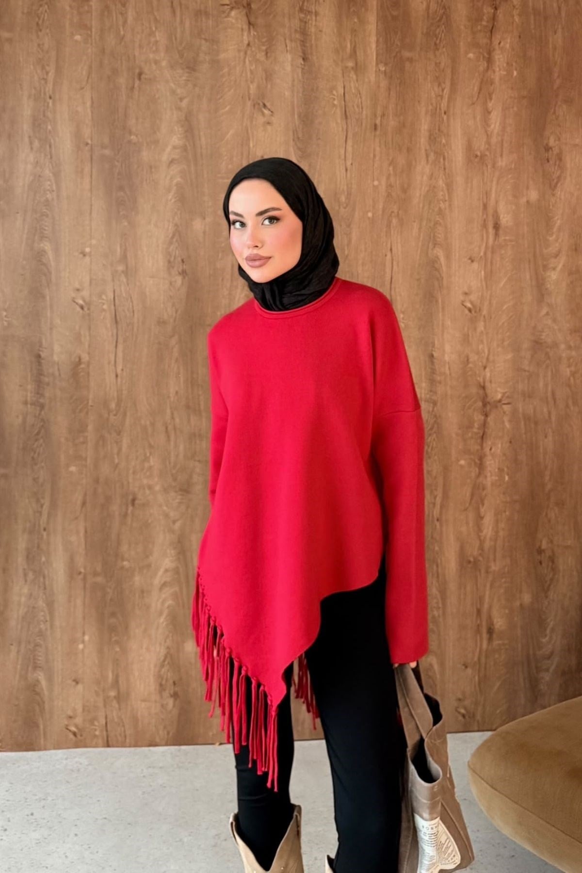 Loren Saçaklı Kazak Kırmızı, Fiyatları 